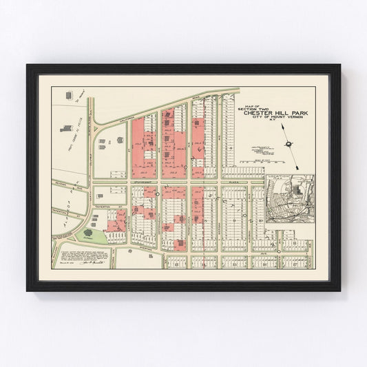 Vintage Chester Hill Park Mount Vernon Map 1910