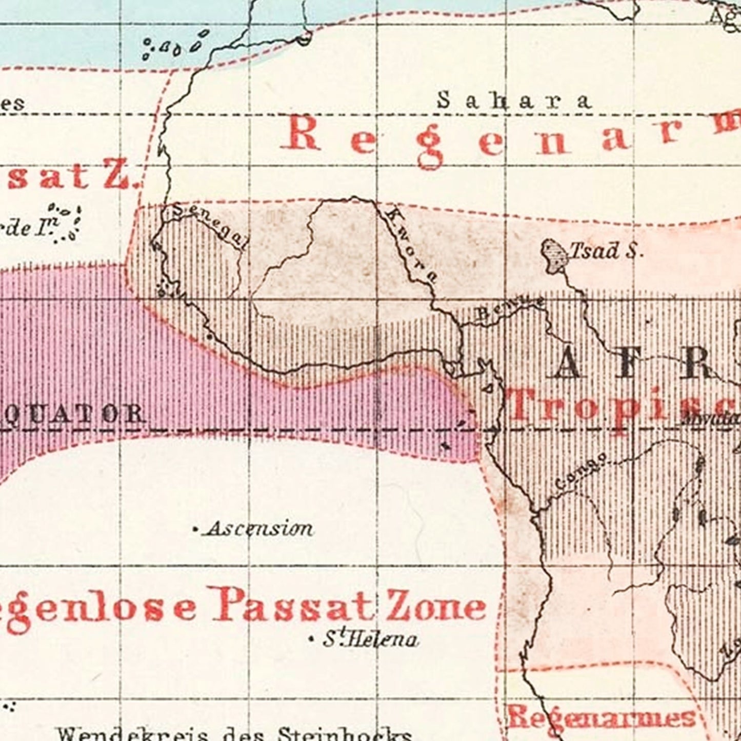 Vintage Climate Map of the World 1874