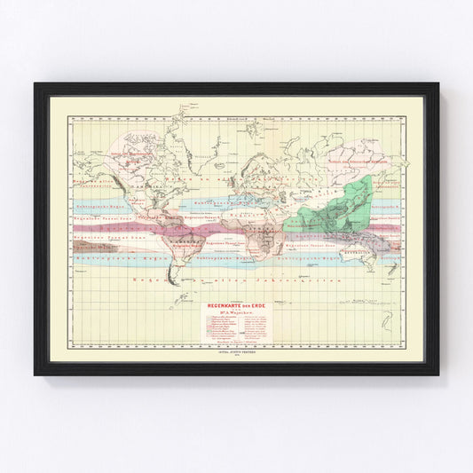 Vintage Climate Map of the World 1874