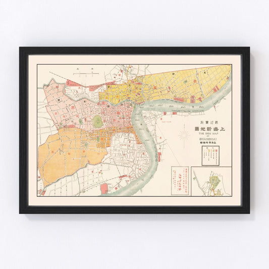 Vintage Map of Shanghai, China 1917
