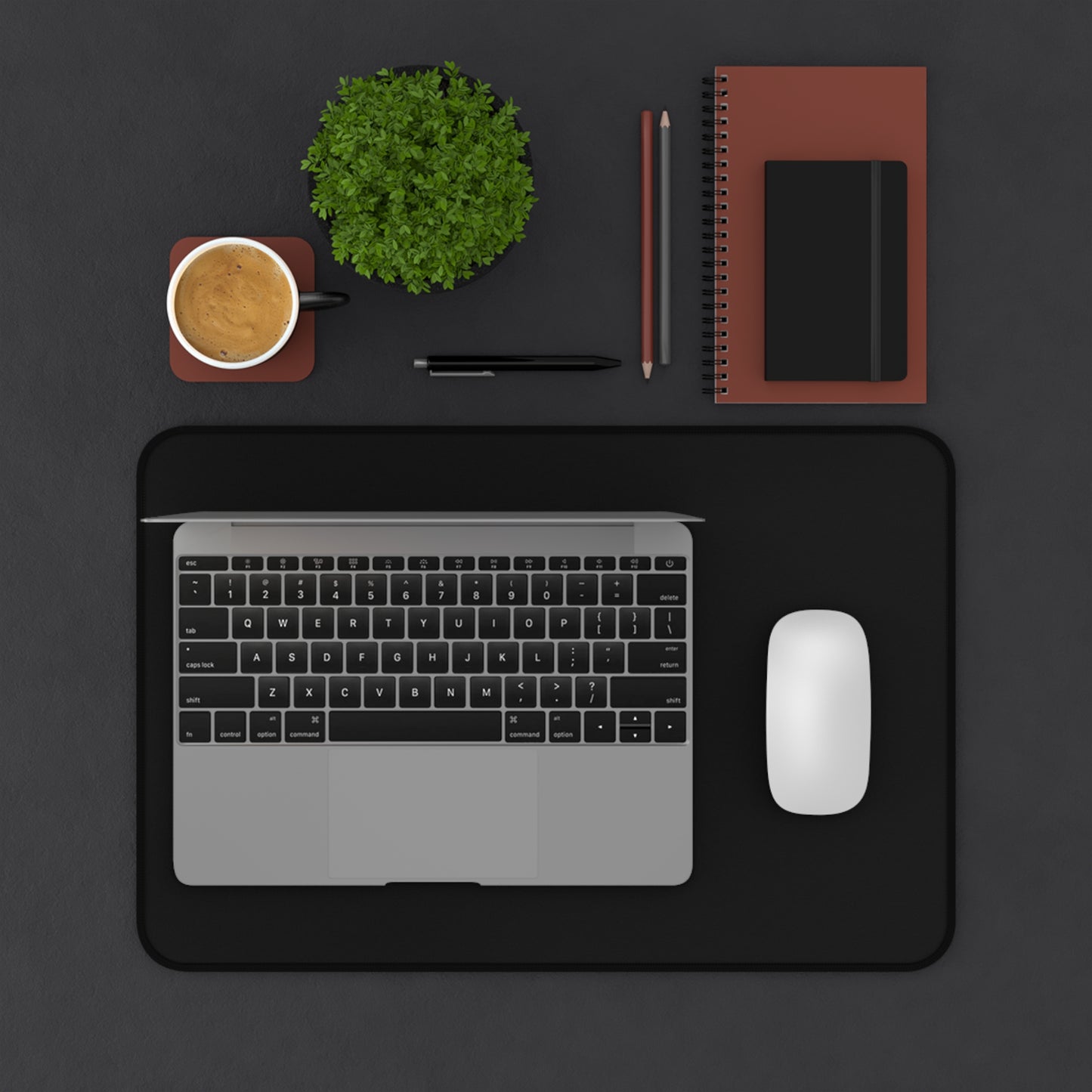 Solid Black Desk Mat | Large Mouse Pad, Waterproof Surface