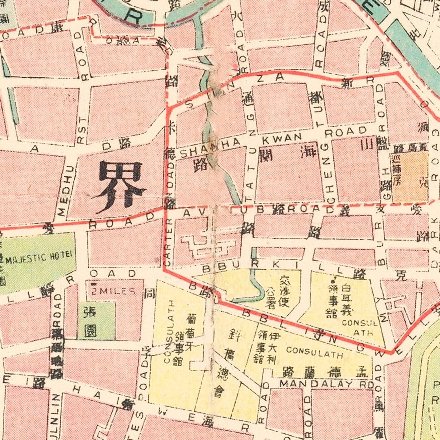 Vintage Map of Shanghai, China 1940