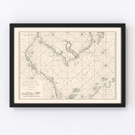 Vintage Gulf of Siam Map 1745