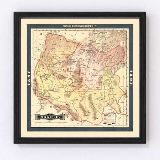 Vintage Morelos, Mexico Map 1897