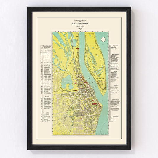 Vintage Map of Phnom Penh, Cambodia 1960