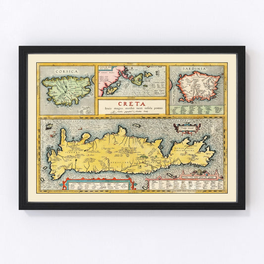 Vintage Crete & Greek Islands Map 1603