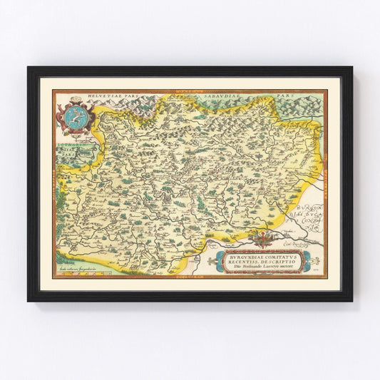 Vintage Burgundy, France Map 1595
