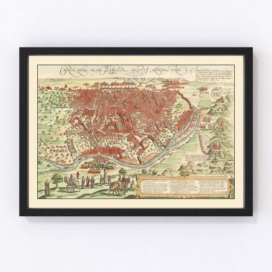 Vintage Map of Cairo, Egypt 1572