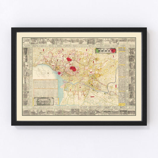 Vintage Map of Tokyo, Japan 1881