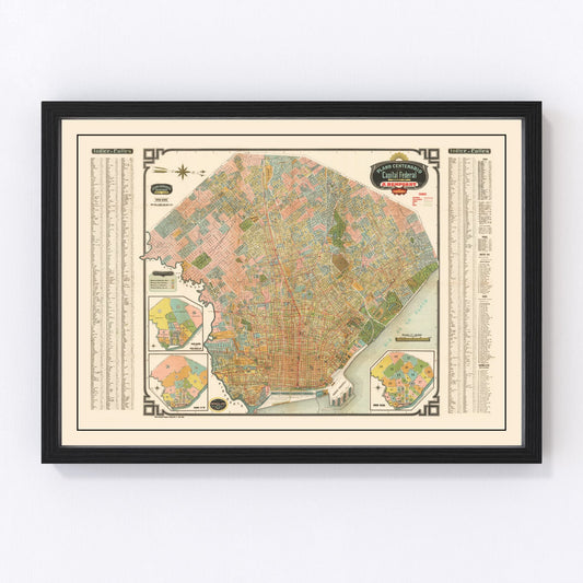 Vintage Map of Buenos Aires, Brazil 1915