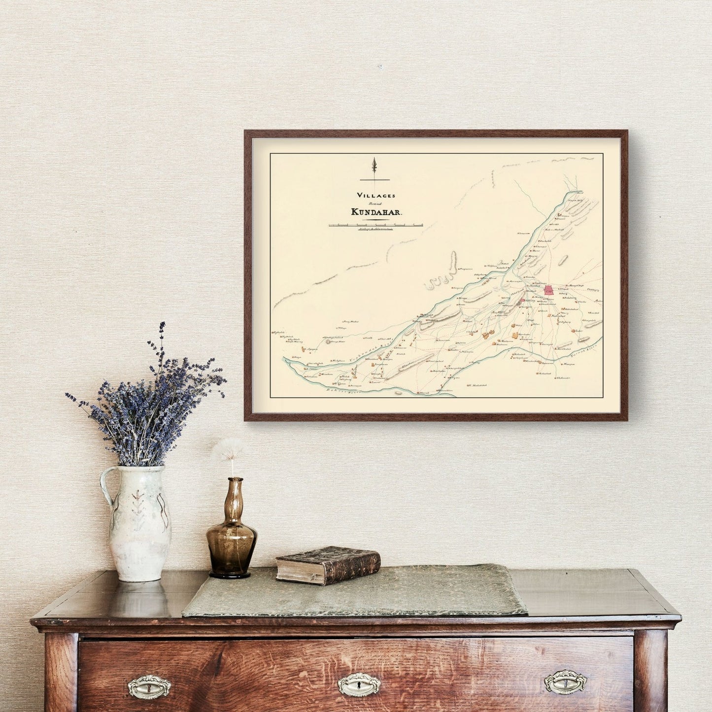 Vintage Map of Kandahar, Afghanistan 1840