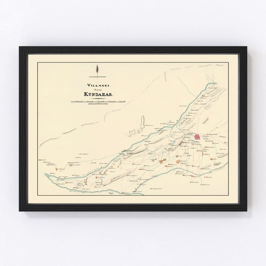 Vintage Map of Kandahar, Afghanistan 1840