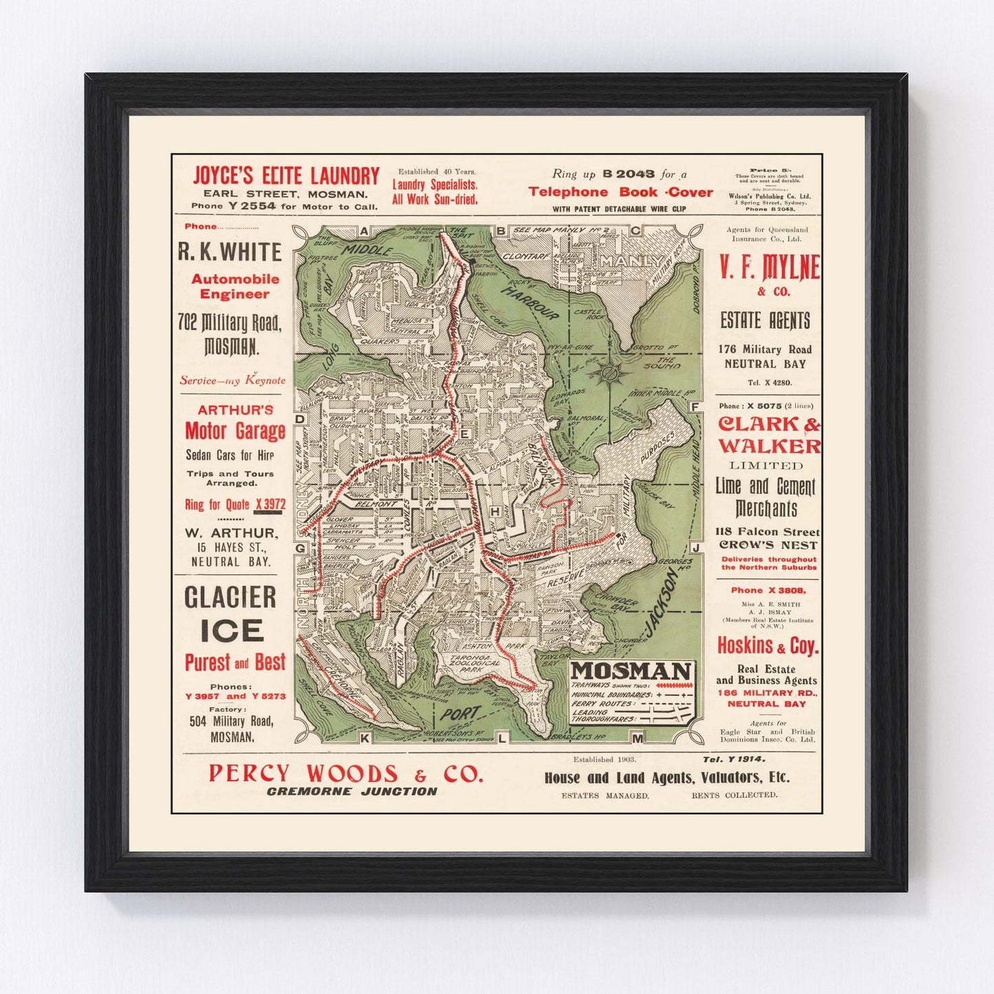 Vintage Map of Sydney, Australia 1925