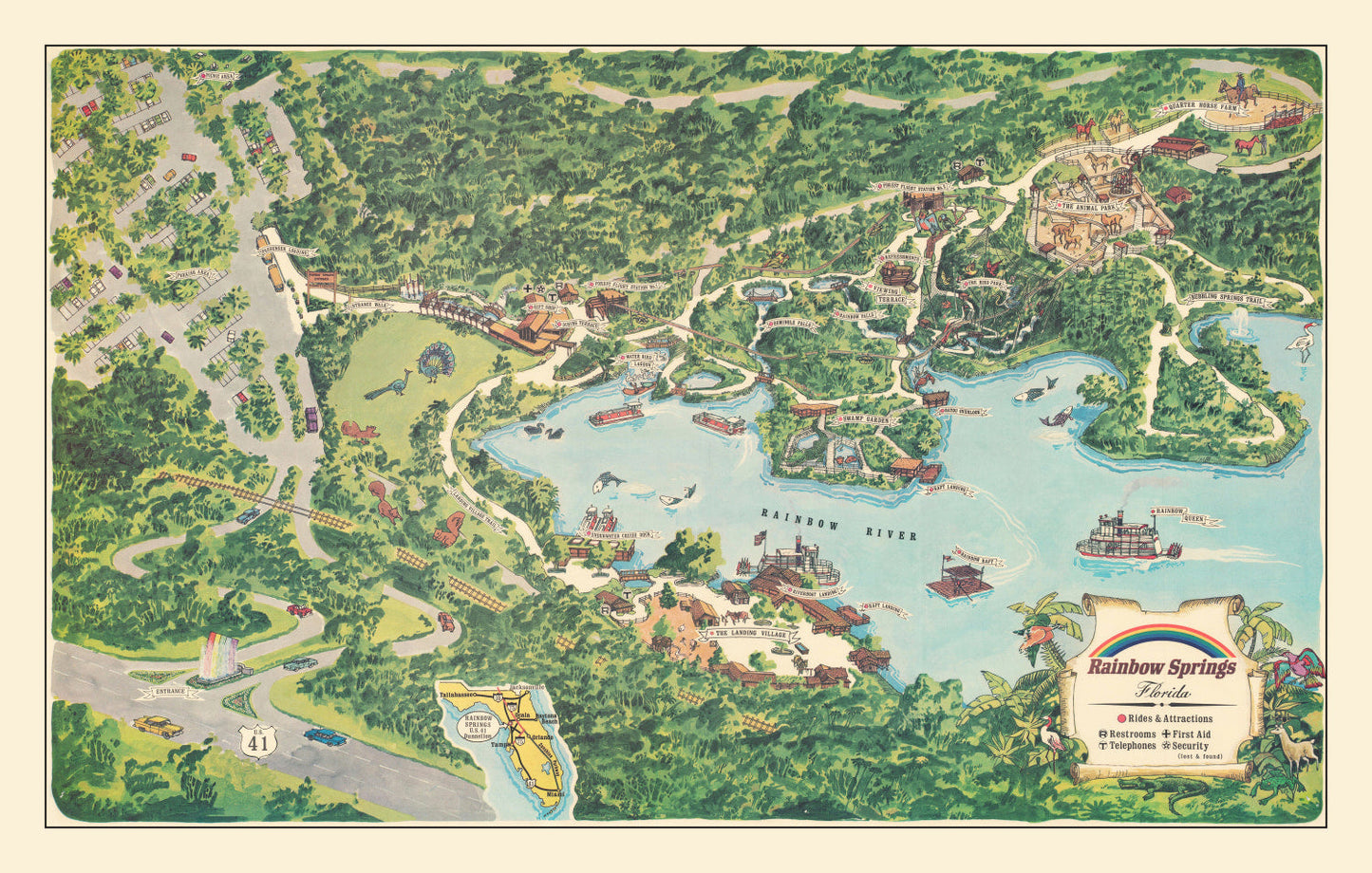 Vintage Rainbow Springs Florida Map 1967