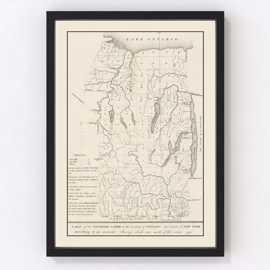 Vintage Finger Lakes Region Map 1849