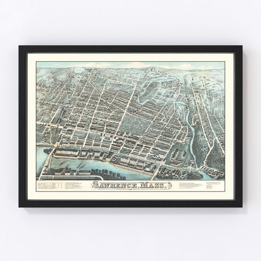 Vintage Map of Lawrence, Massachusetts 1878