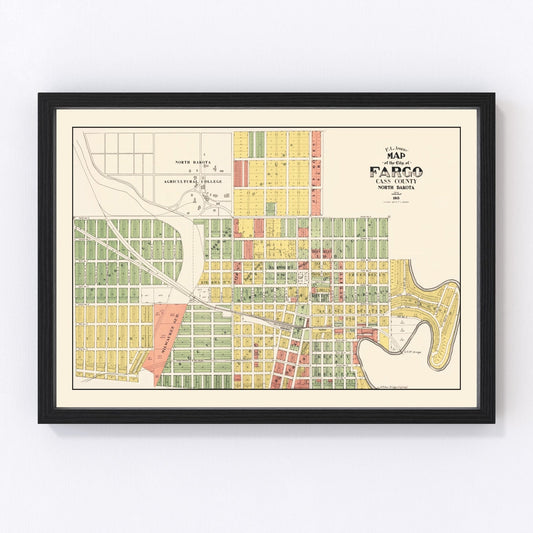 Vintage Map of Fargo, North Dakota 1915