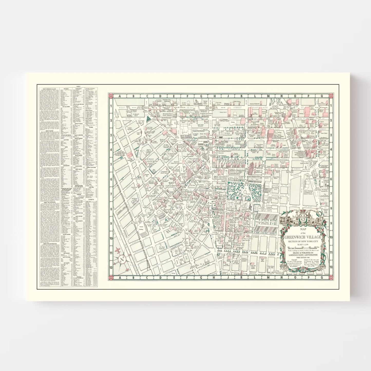 Vintage Greenwich Village New York City Map 1960