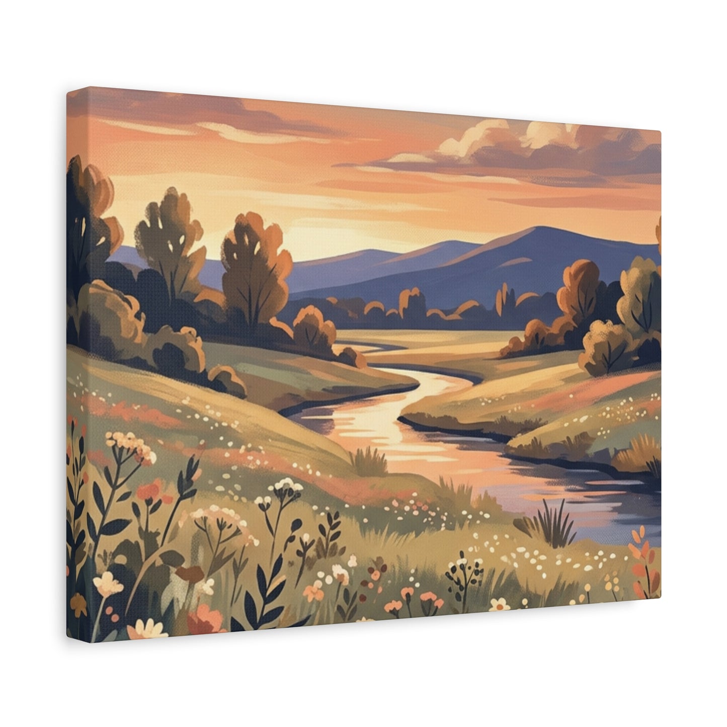 Sunset Meadow Canvas Wall Art