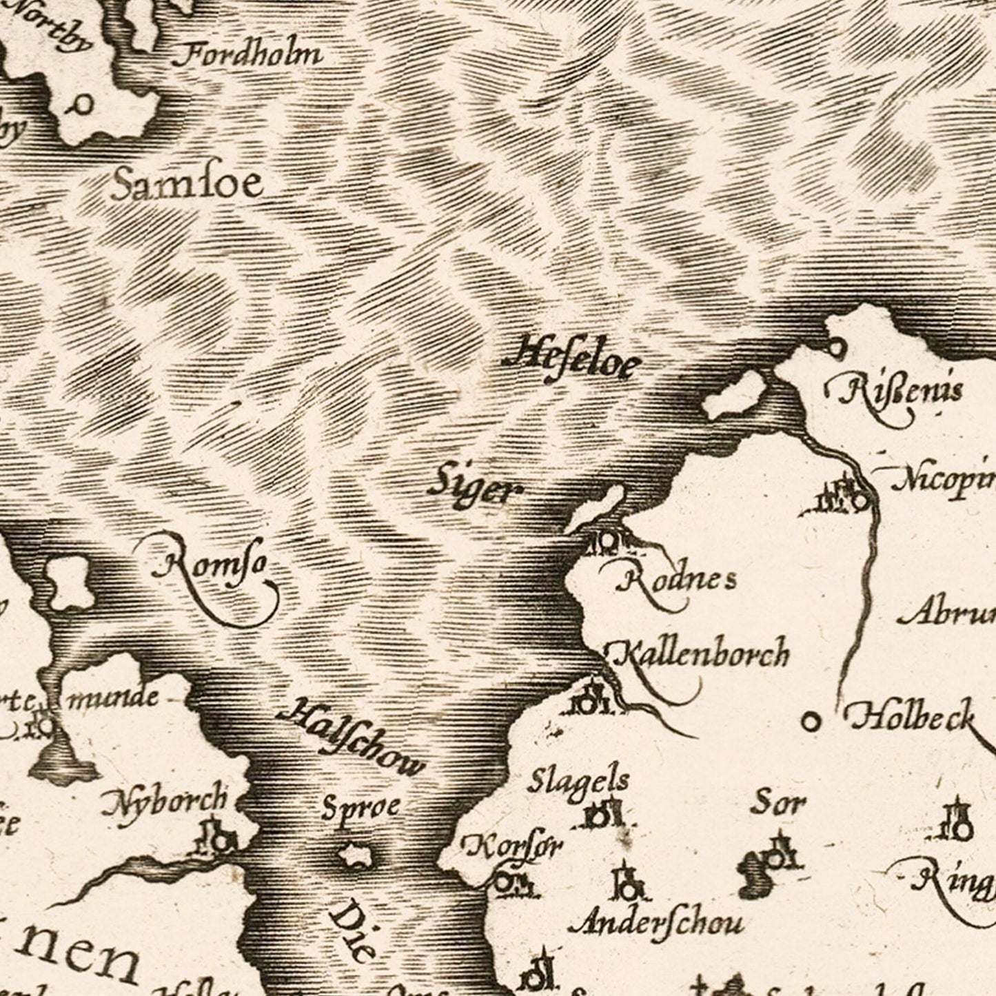 Vintage Map of Denmark 1595