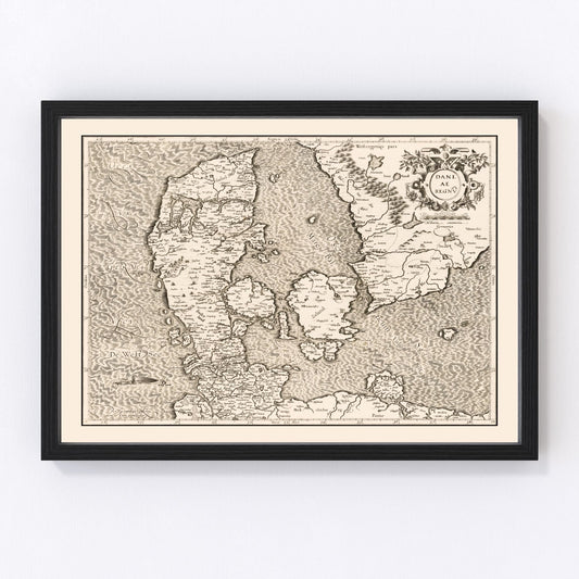 Vintage Map of Denmark 1595