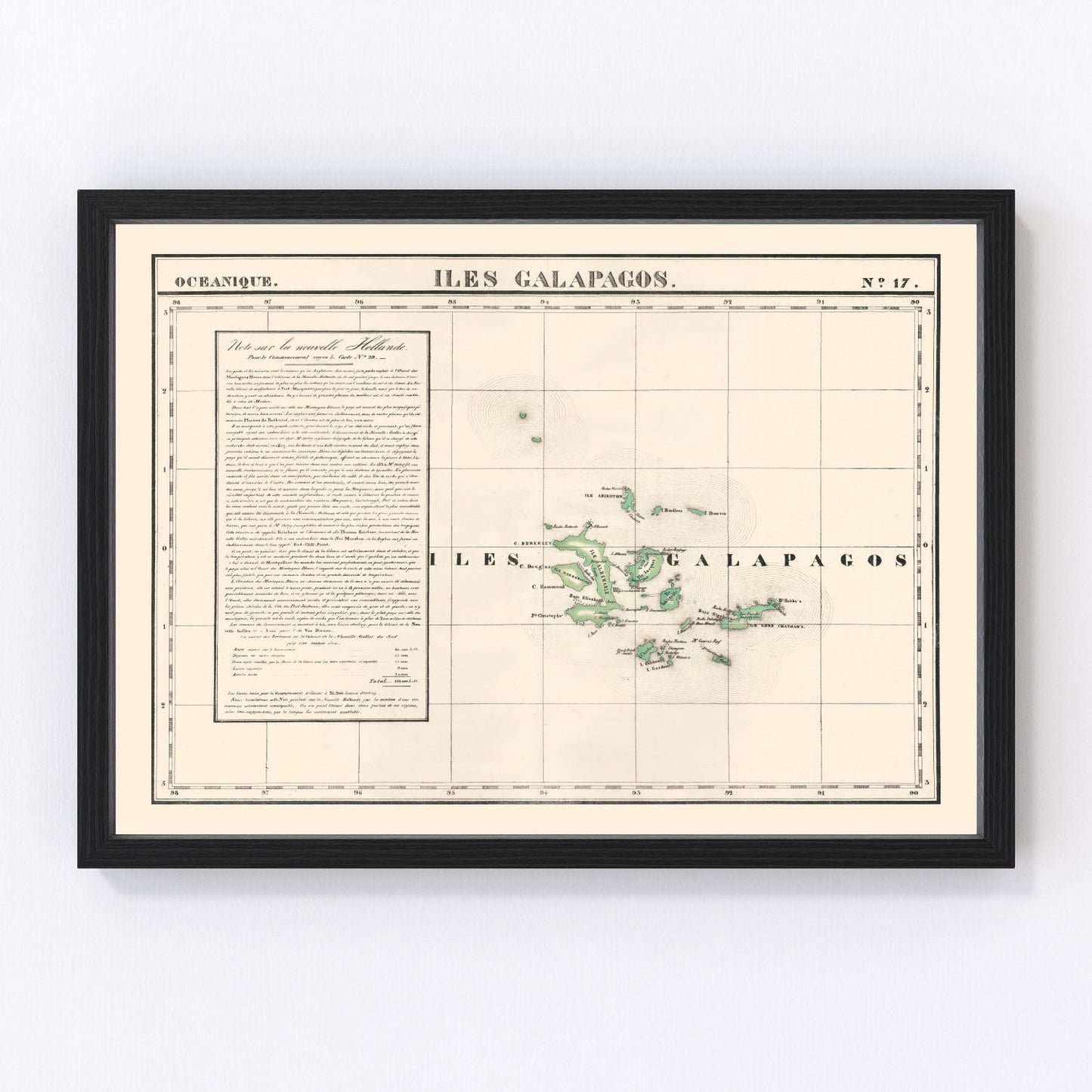 Vintage Galapagos Islands Map 1827