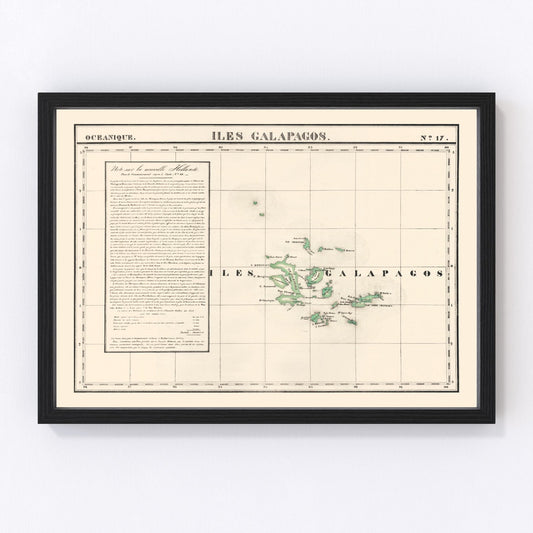 Vintage Galapagos Islands Map 1827