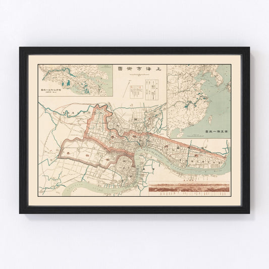 Vintage Map of Shanghai, China 1932