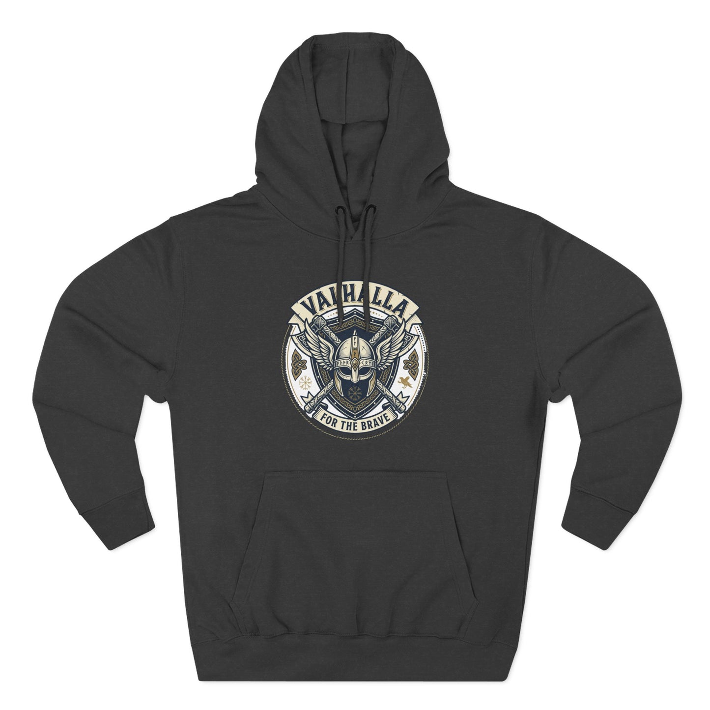 Viking Valhalla Skull Hoodie – "For the Brave" Graphic Fleece Hoodie