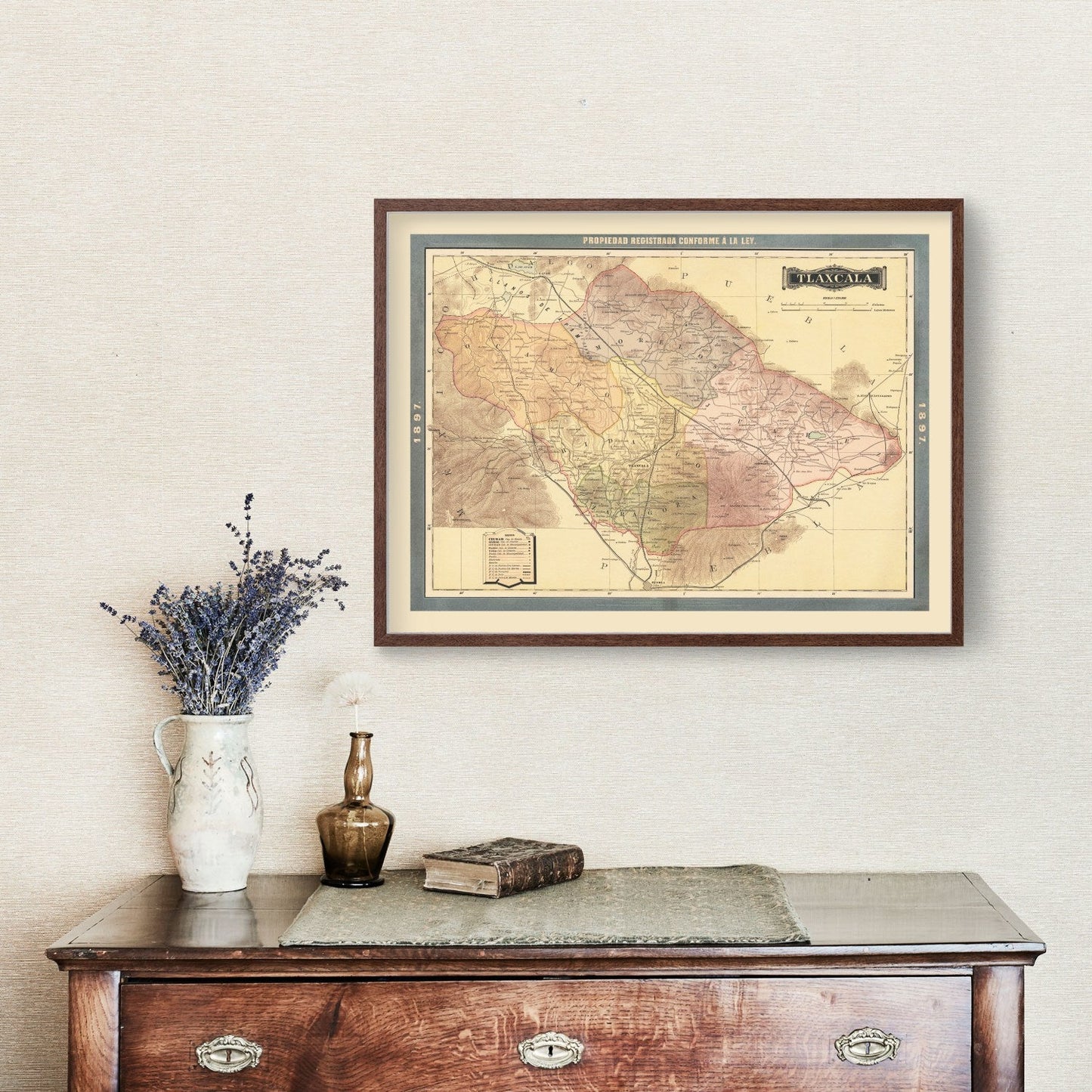 Vintage Tiaxcala, Mexico Map 1897