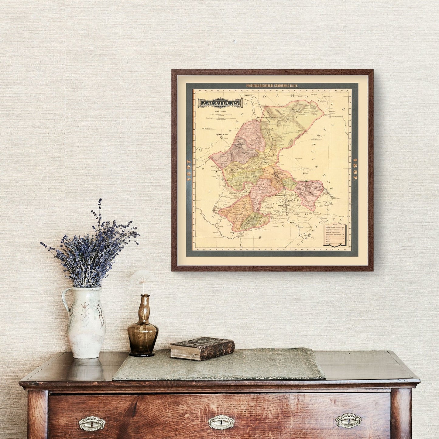 Vintage Zacatecas, Mexico Map 1897