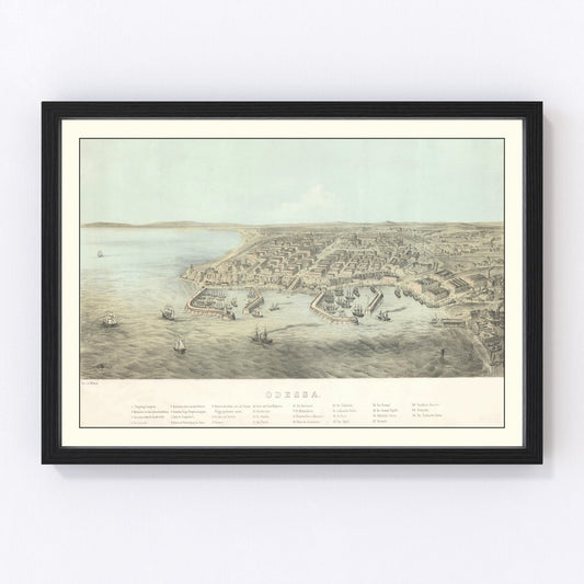 Vintage Map of Odesa, Ukraine 1854