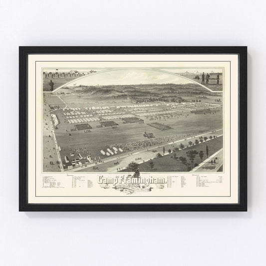 Vintage Camp Framingham, MA Map 1885