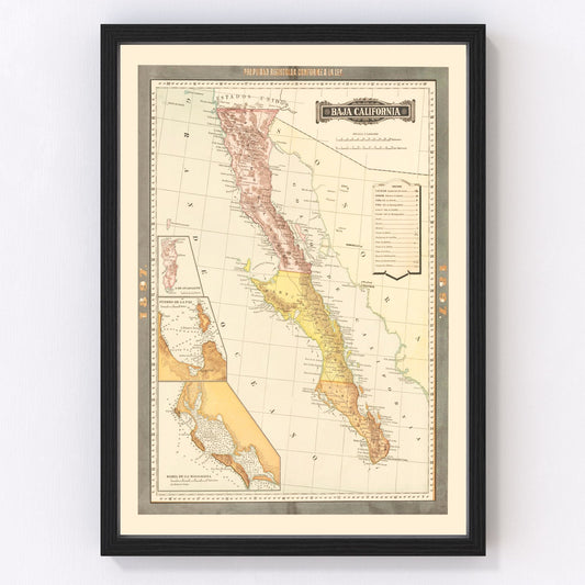 Vintage Baja California Map 1897