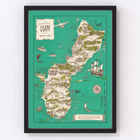 Vintage Guam Map 1958