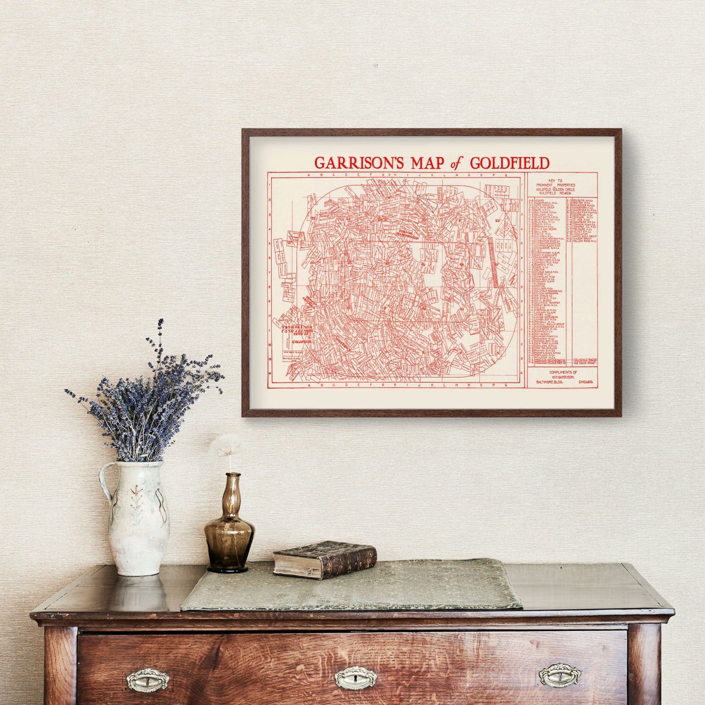 Vintage Goldfield, NV Mining Claims Map 1906