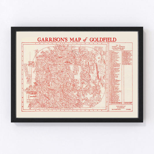 Vintage Goldfield, NV Mining Claims Map 1906