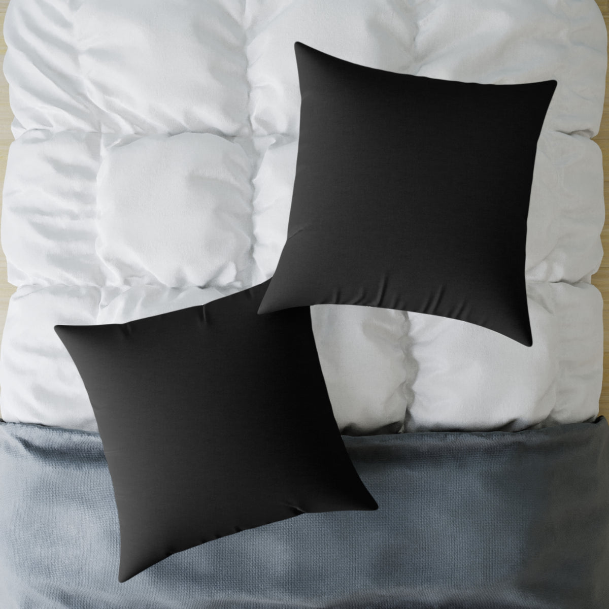 Black Square Throw Pillow - Minimal Modern Accent Cushion for Living Room & Bedroom