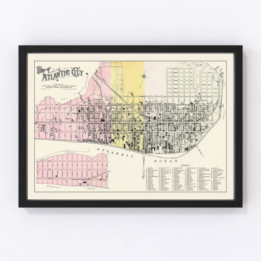 Vintage Map of Atlantic City, New Jersey 1895