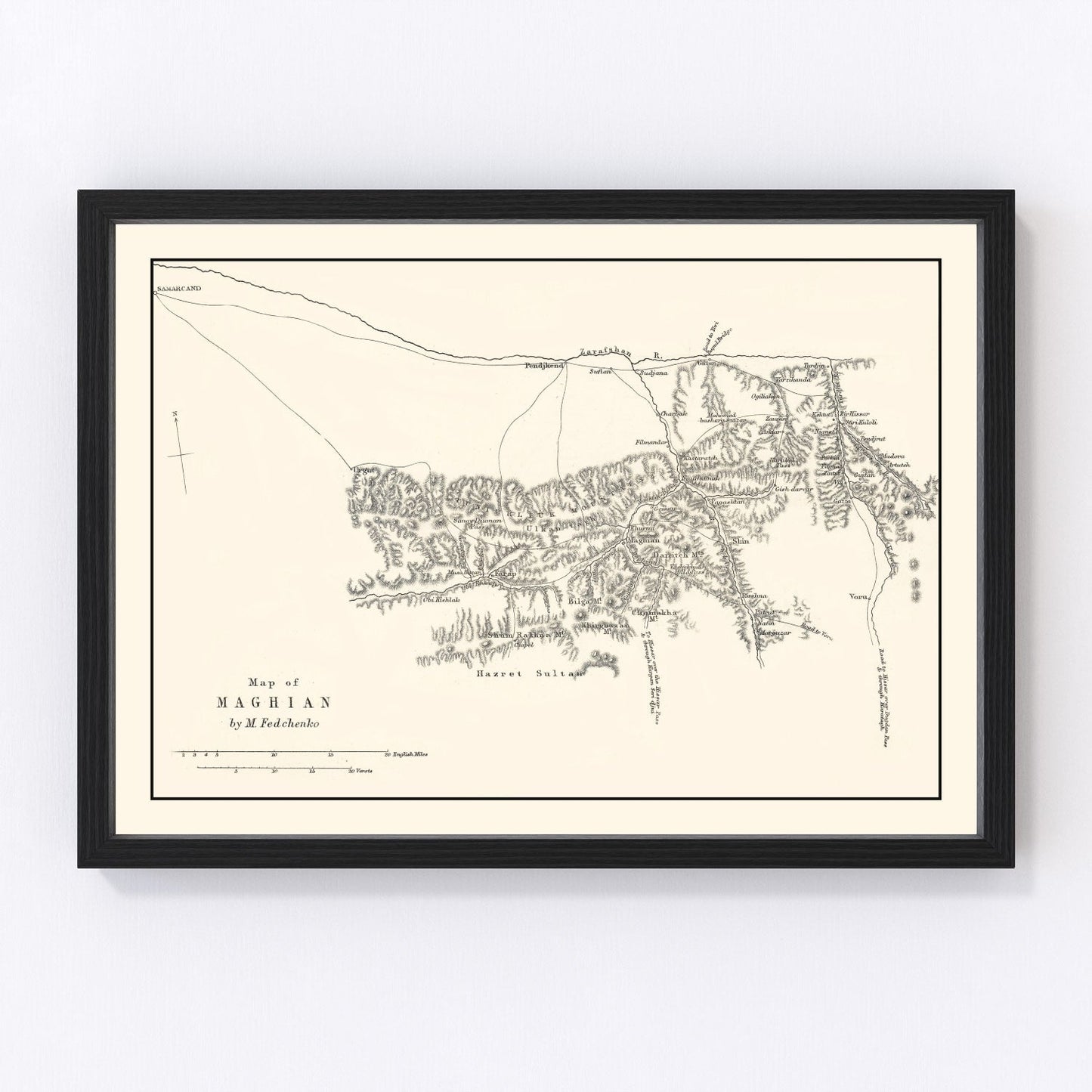 Vintage Western Tajikistan Map 1873