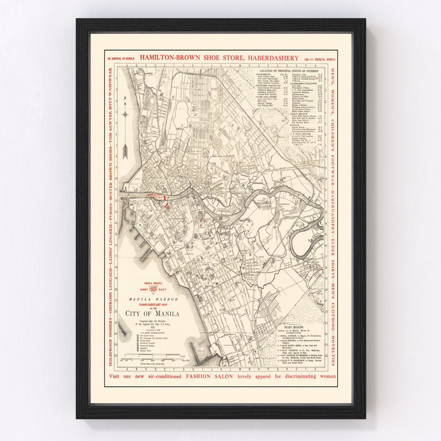 Vintage Map of Manila, Philippines 1938