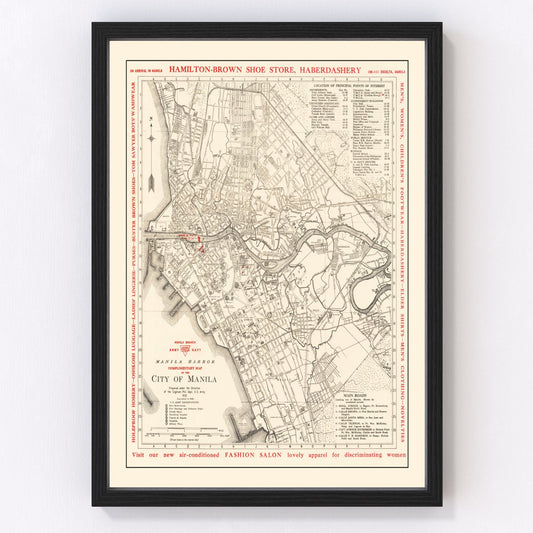 Vintage Map of Manila, Philippines 1938