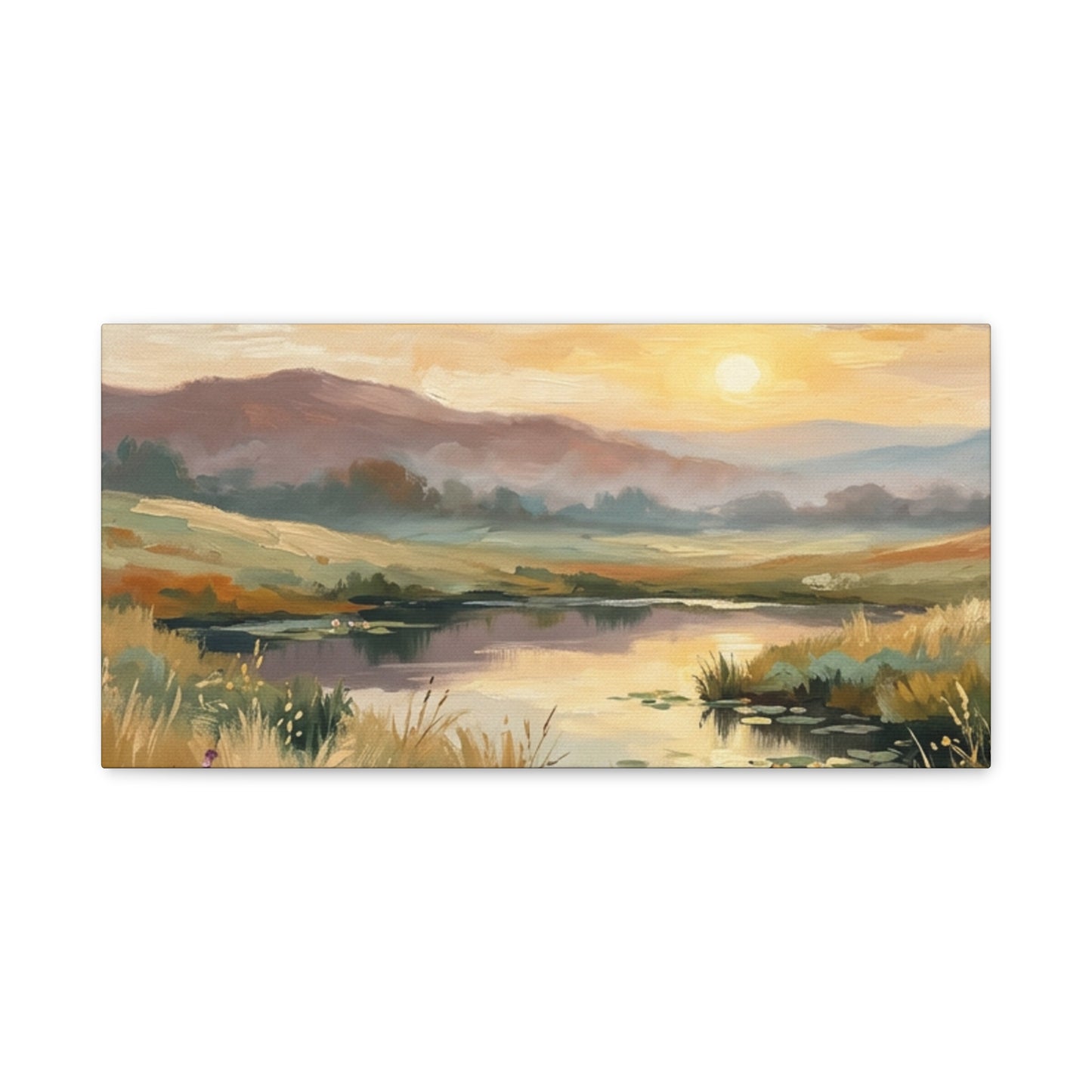 Sunset Meadow Canvas Wall Art — Stretched Matte Landscape Print