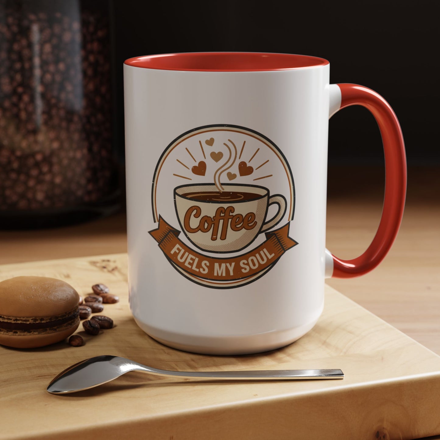 Coffee Mug - "Coffee Fuels My Soul" Accent Ceramic Mug (11/15oz)