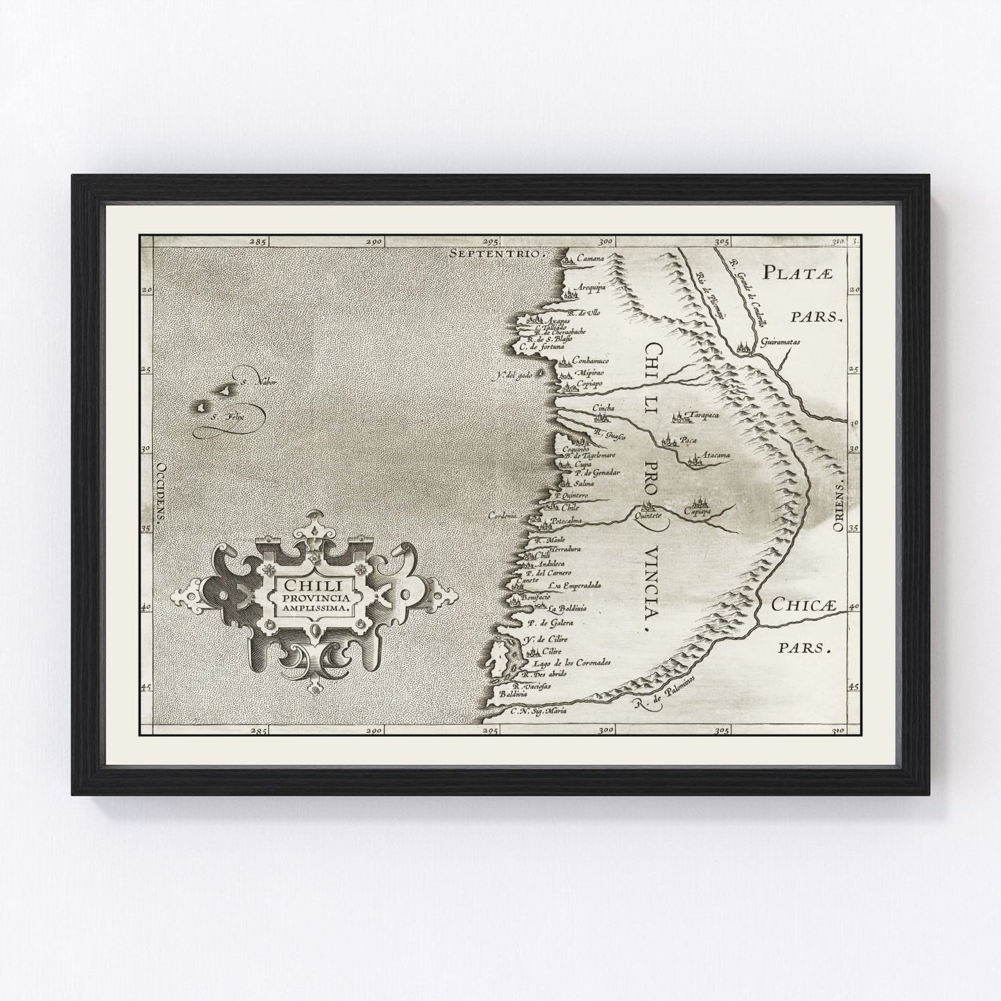 Vintage Map of Chile 1597