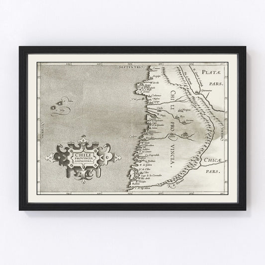 Vintage Map of Chile 1597