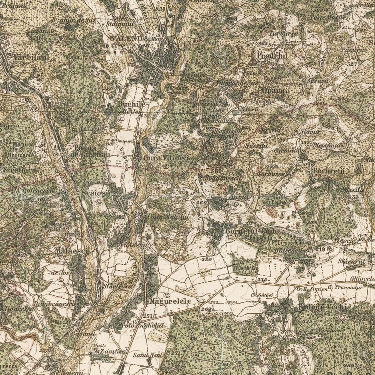 Vintage Prahova, Romania Map 1904