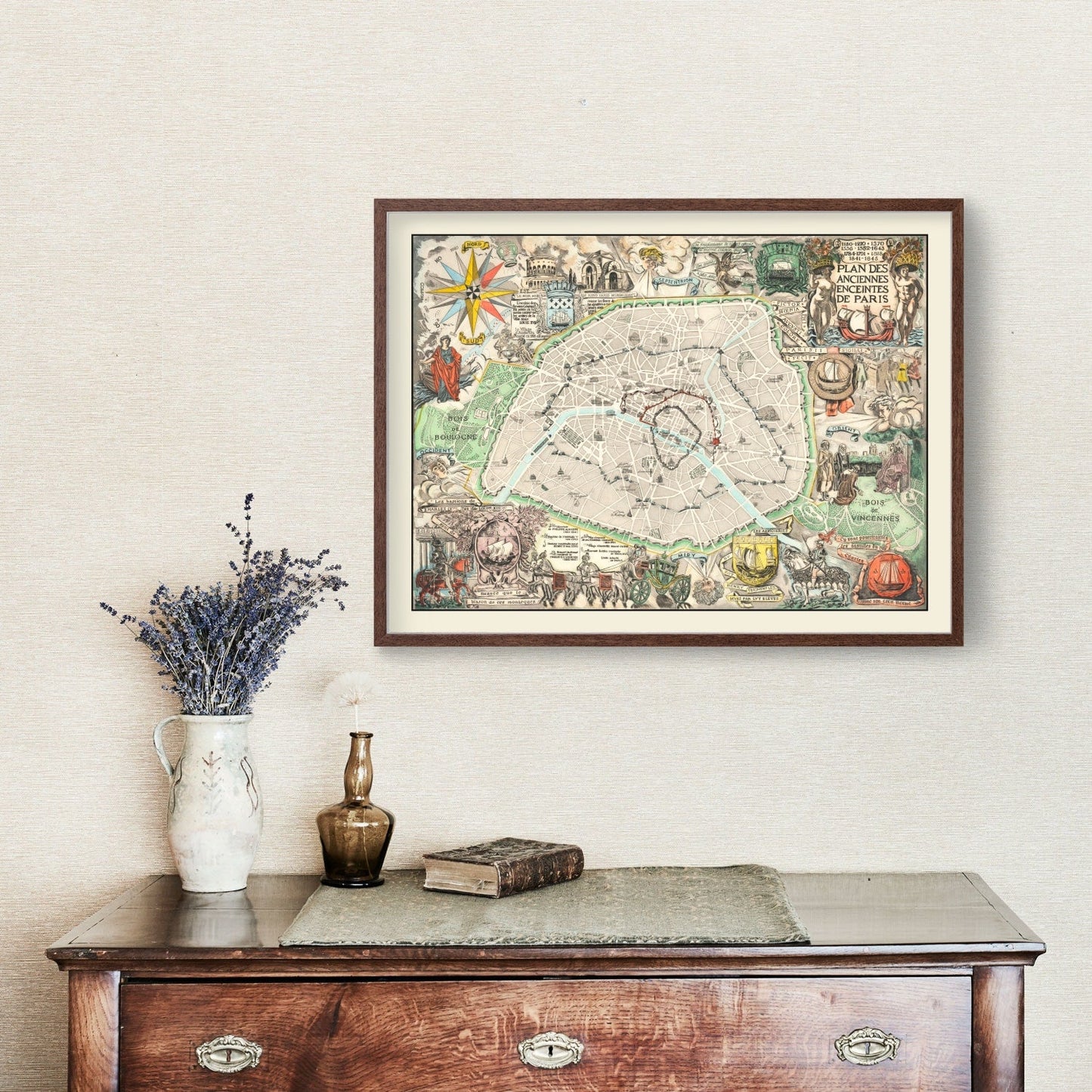 Vintage Map of Paris, France 1937