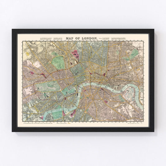Vintage Map of London, England 1887