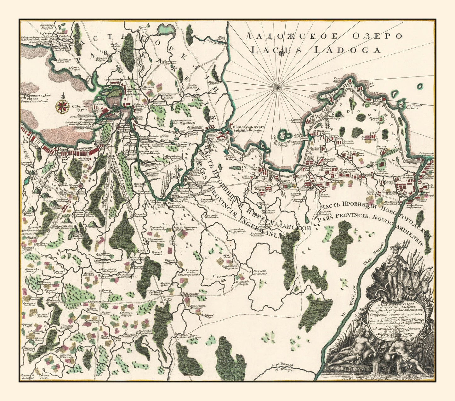 Vintage Lake Ladoga Map 1760